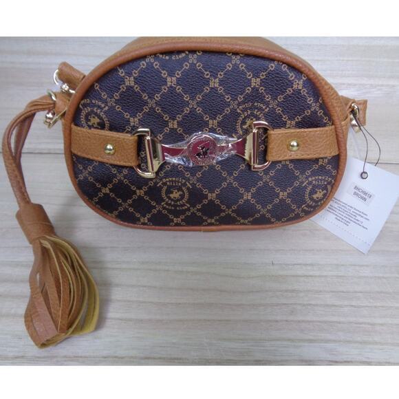 Beverly Hills Polo Club BHPC Brown Vegan‎ Leather Crossbody Purse - Picture 1 of 10